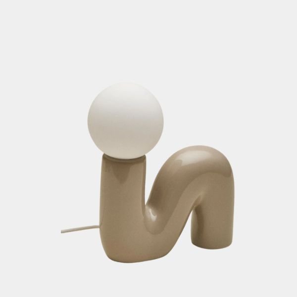 Lampe de table S en céramique et boule en verre opaline