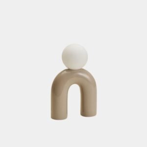 Lampe de table pont Margot en céramique et boule en verre opaline