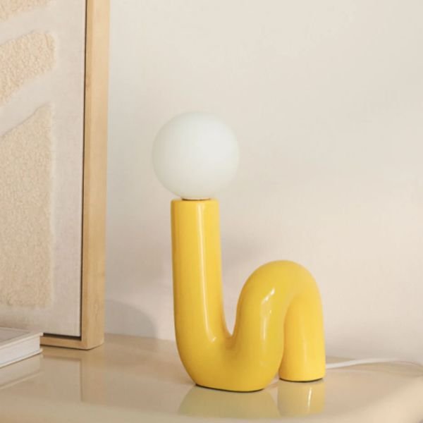 Lampe de table grand S en céramique et boule en verre opaline – Image 3