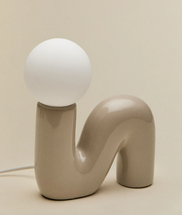Lampe de table S en céramique et boule en verre opaline – Image 2