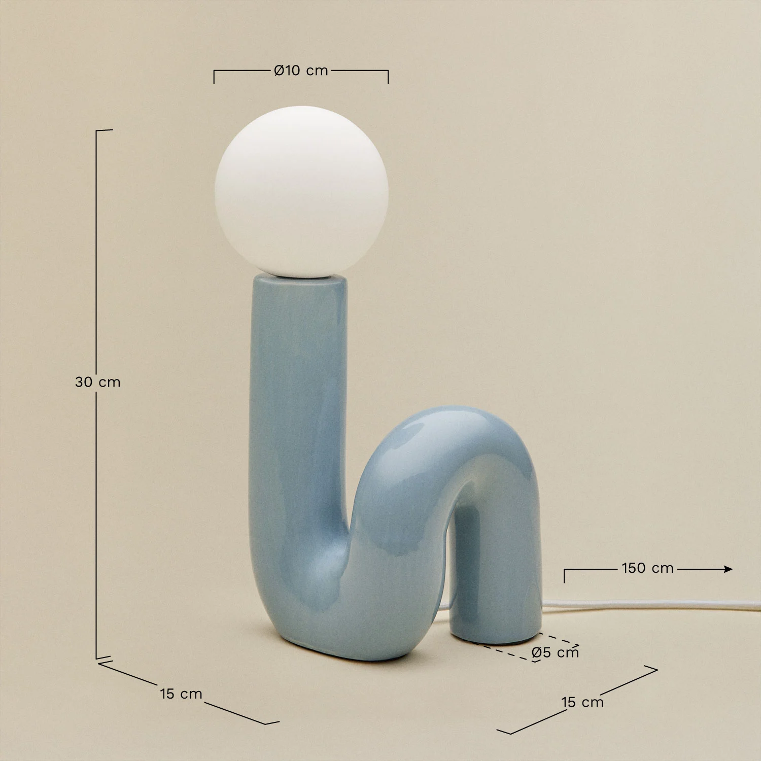 Lampe de table grand S en céramique et boule en verre opaline – Image 5
