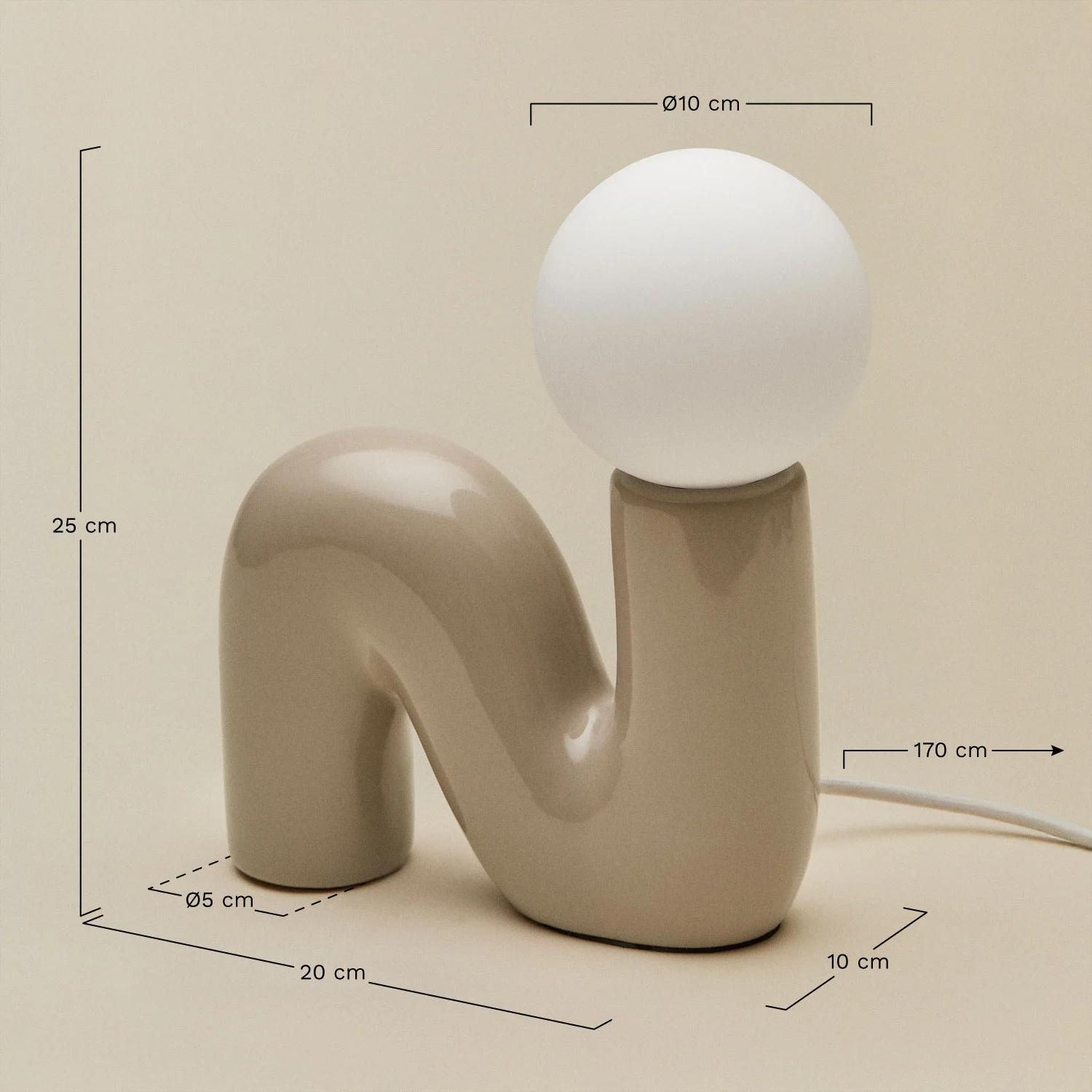 Lampe de table S en céramique et boule en verre opaline – Image 3