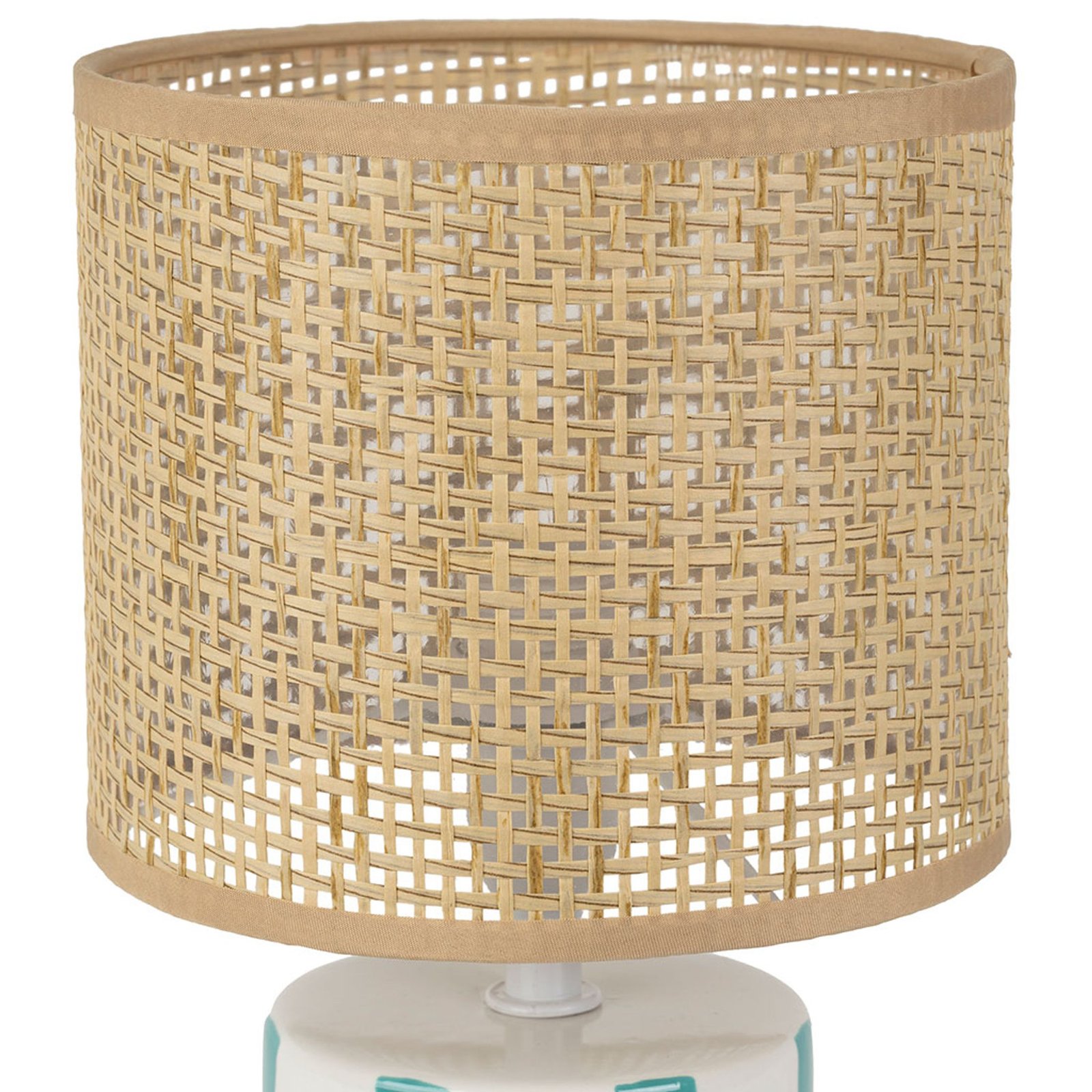 Lampe en céramique rayée turquoise et blanc – Image 3